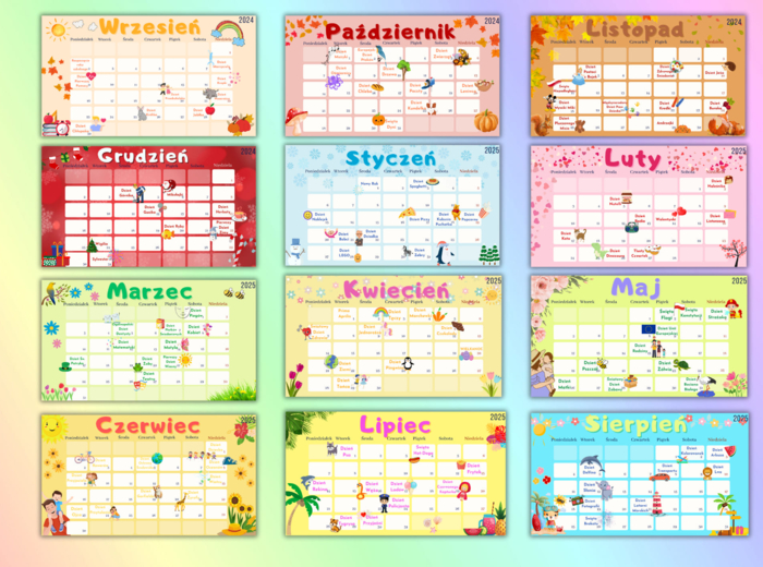 ✨KALENDARZ NA ROK SZKOLNY 2024/2025✨