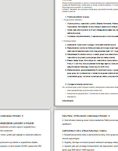 Ludność Polski – Aktywne Karty Pracy (Metoda Puzzli i Jigsaw) – Klasa 7