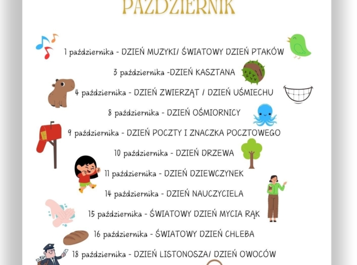 PAKIET MATERIAŁÓW NA PAŹDZIERNIK WEDŁUG KALENDARZA ŚWIĄT I DNI NIETYPOWYCH.