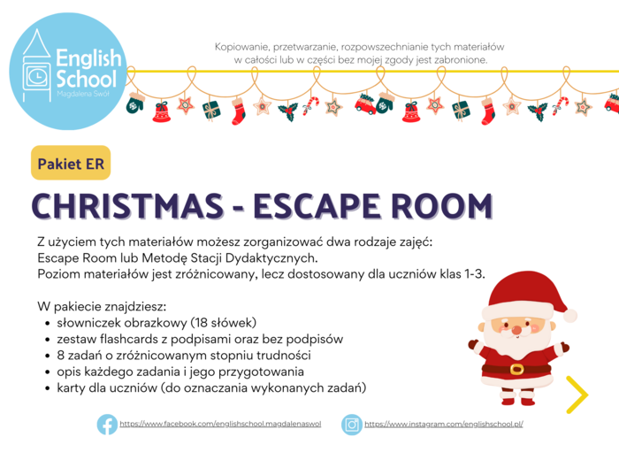 CHRISTMAS – Escape Room/ Stacje dydaktyczne (klasy 1-3)