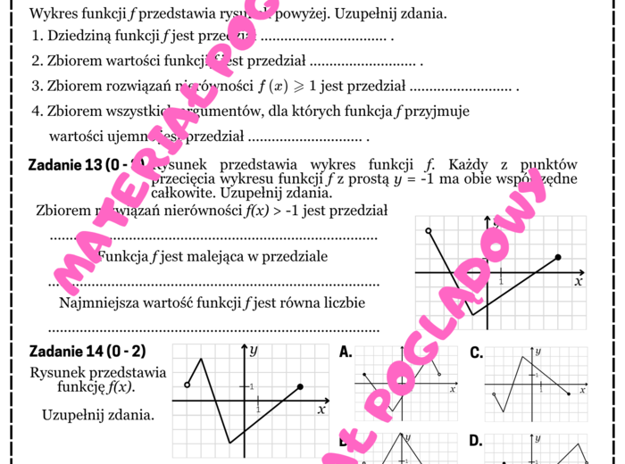 Mini matura. Matematyka - własności funkcji.