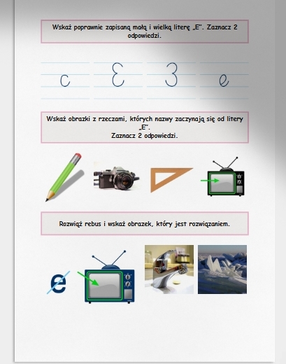 E i e. Karta pracy. Sprawdzian