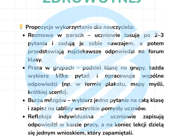 Edukacja zdrowotna – 30 pytań dla szkół średnich