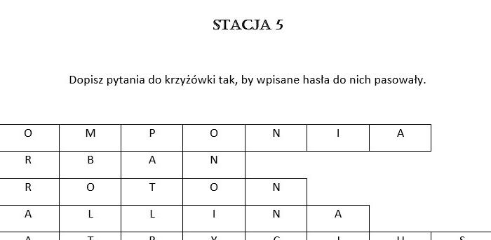 "Quo vadis" - stacje zadaniowe (6 zadań)