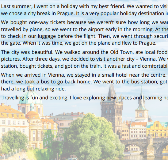 My Summer Holiday - reading & exercises