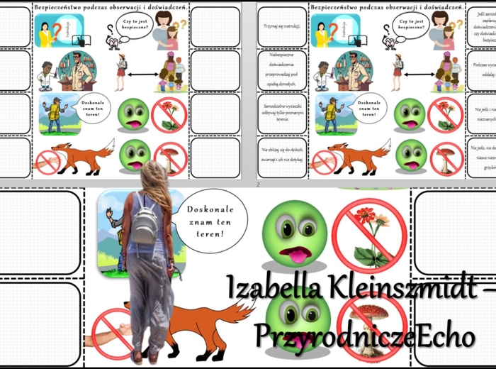 Notatka okienkowa/stacja zadaniowe/notatka/notatka graficzna/karta pracy/sketchnotka „Jak bezpiecznie prowadzić obserwacje i doświadczenia?”- „Jak poznawać przyrodę” w pdf. Przyroda 4 dział „Poznajemy warsztat przyrodnika”. Materiał wykonany na podstawie