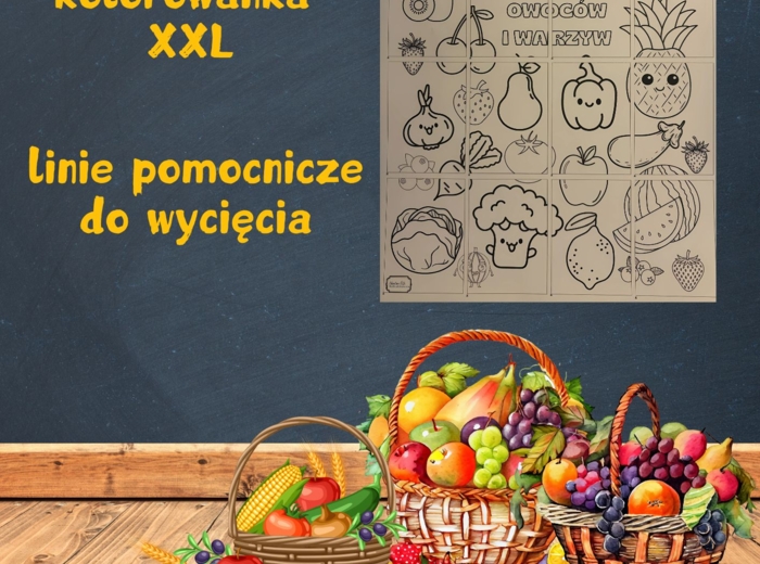 ŚWIATOWY DZIEŃ OWOCÓW I WARZYW - kolorowanka XXL - 16 części