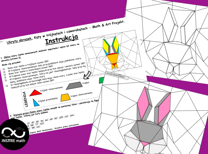 Kąty w trójkątach i czworokątach - Math & Art Projekt. Ukryty obrazek.