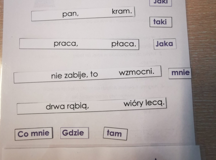 Części mowy - zaimek - ćwiczenia - przysłowia