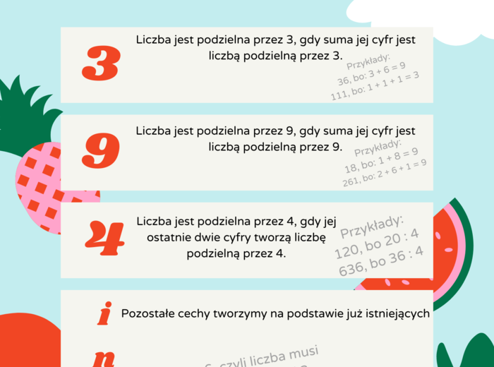 Plansze - własności liczb