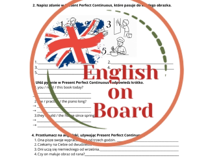 Czas Present Perfect i Present Perfect Continuous - 2 strony zadań po 4 zadania Z KLUCZEM i krótką ściągawką z zastosowaniem dla ucznia.