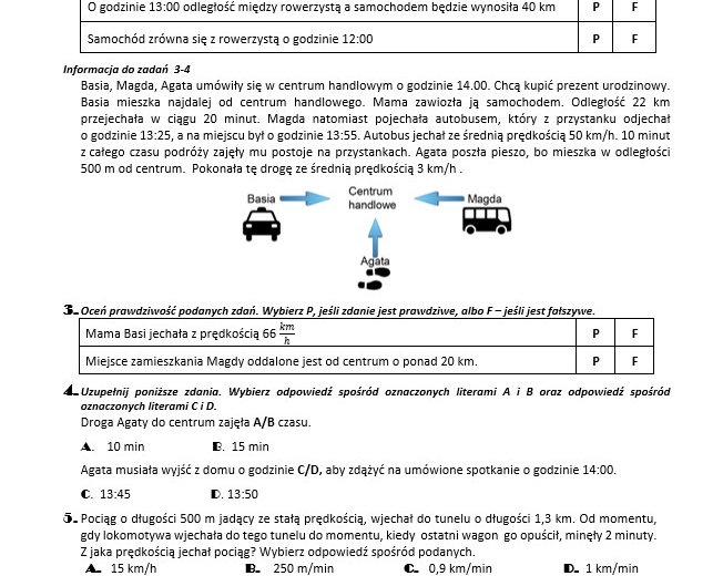 E8 Prędkość, droga i czas - zestaw zadań z matematyki