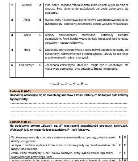 Zestaw lekturowy "Dziady, cz. II"