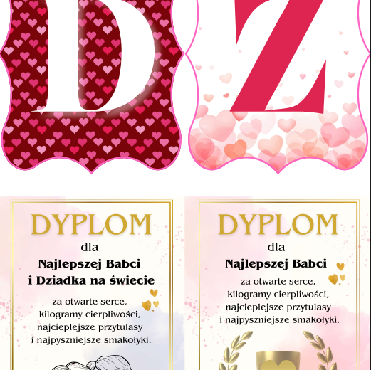 Girlanda + dyplomy na Dzień Babci i Dziadka