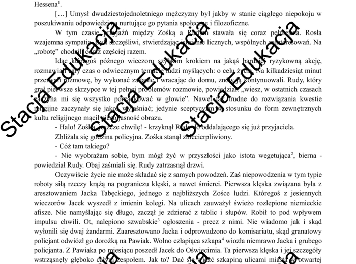 Egzamin ósmoklasisty – Arkusz z języka polskiego „Kamienie na szaniec” | Pełny test z kluczem odpowiedzi