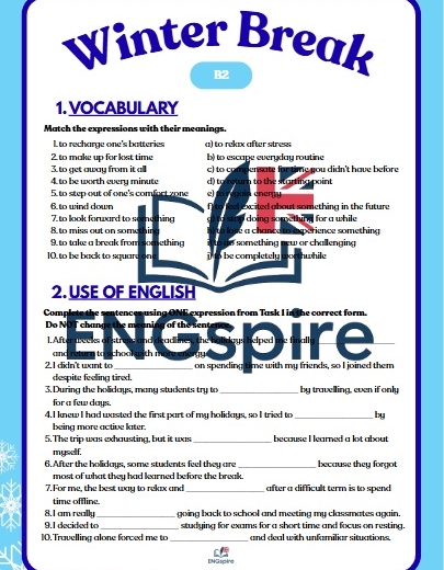 Winter Break B2 – kompletna karta pracy pod maturę (Vocabulary, Word Formation, Speaking)