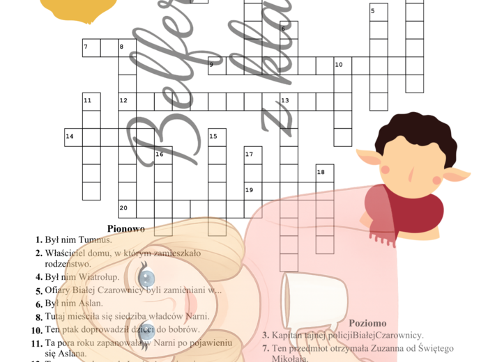 Kartkówka - krzyżówka "Opowieści z Narnii. Lew, czarownica i stara szafa"
