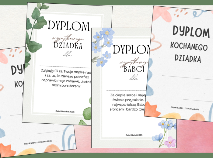 Gotowe dyplomy na Dzień Babci i Dziadka