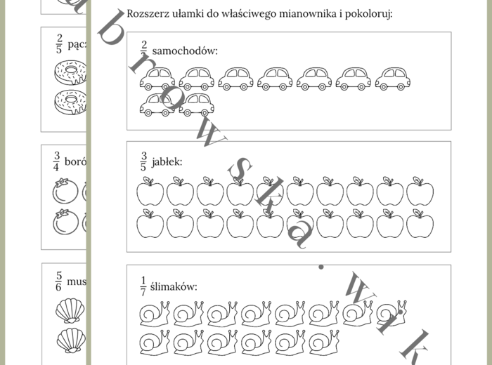 Ułamki - kolorowanie poprzez rozszerzanie