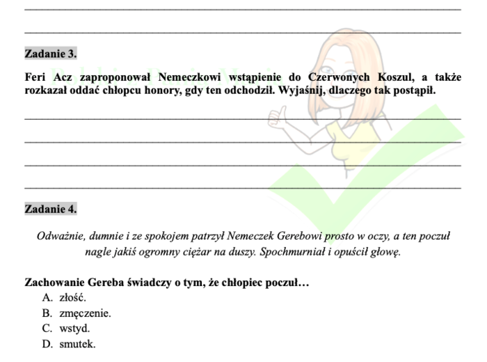 Chłopcy z Placu Broni - czytanie ze zrozumieniem