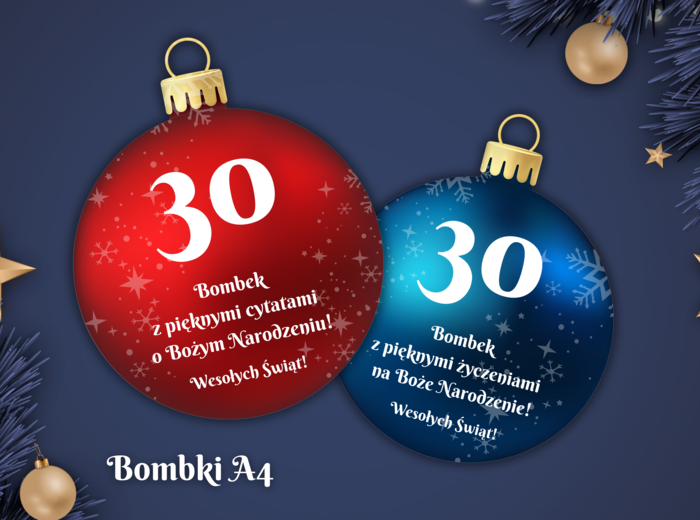 ŚWIĄTECZNE BOMBKI CYTATY I ŻYCZENIA - 60 sztuk