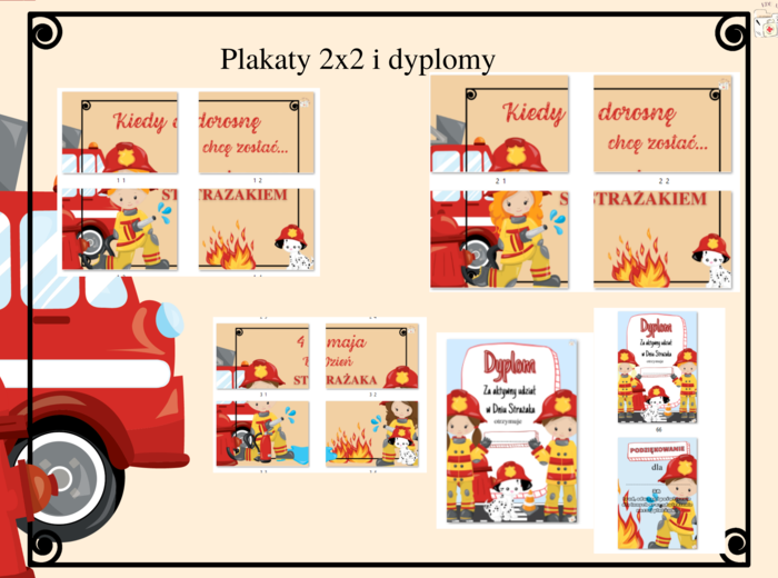Dzień strażaka - 2 wersje kolor i czarno biała
