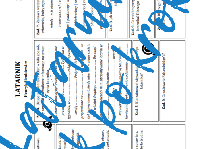 LATARNIK: Krok po kroku – karta pracy do lektury