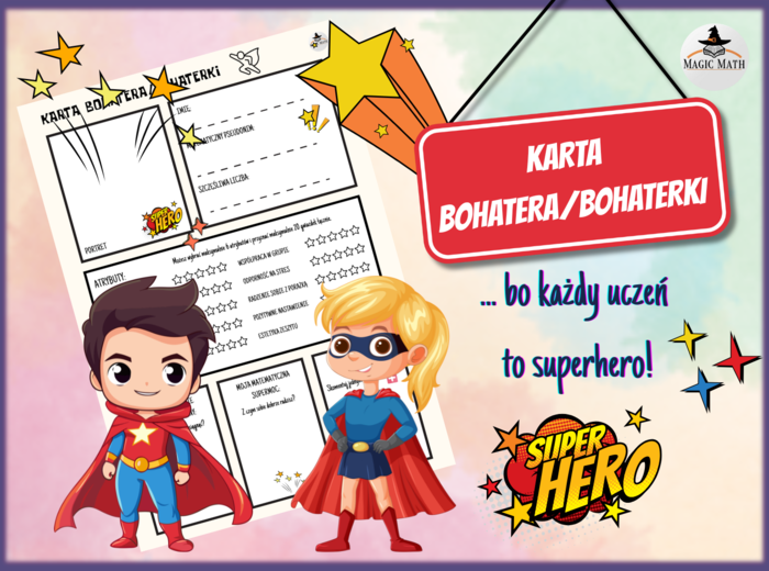 KARTA BOHATERA/BOHATERKI na początek roku/pierwsze lekcje matematyki