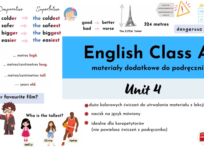 English Class A1+, unit 4, materiały dodatkowe, No-Prep, stopniowanie przymiotnika