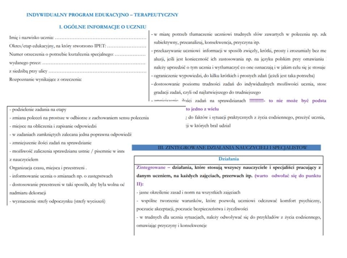 IPET. Indywidulany program edukacyjno - terapeutyczny.