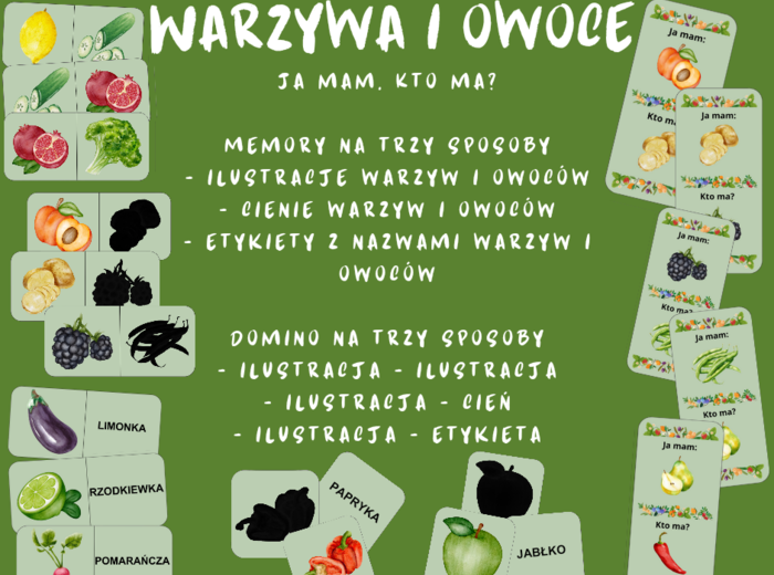 Warzywa i owoce memory, domino, ja mam kto ma?