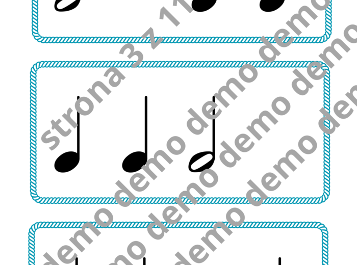 Muzyka. Karty do nauki wartości rytmicznych i ćwiczeń praktycznych. Metrum 4/4.