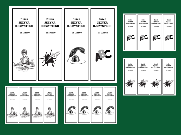 DZIEŃ JĘZYKA OJCZYSTEGO – zakładki do książek – zakładka – czarno-biała - wersja 5
