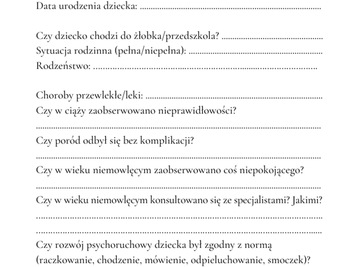 Teczka psychologa - DOKUMENTACJA