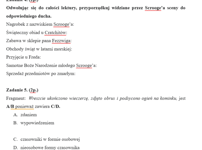 Trening przed egzaminem - ,,Opowieść wigilijna''