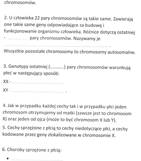 Dziedziczenie płci u człowieka - KP