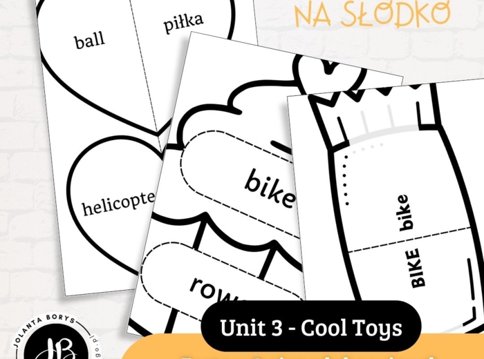 Słówka Na Słodko - Zestaw 3 gier edukacyjnych do nauki słownictwa z "Shine on 1" Unit 3 - Cool Toys