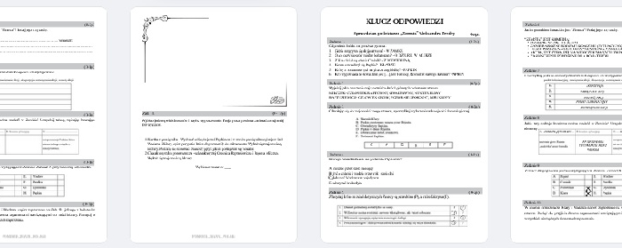 ZEMSTA Aleksander Fredro - literacka praca klasowa + klucz odpowiedzi