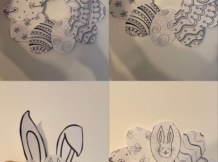 Wielkanocny wieniec z jajek - kolorowanie