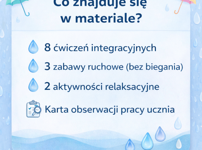 Deszczowy dzień – zajęcia integracyjne w klasie