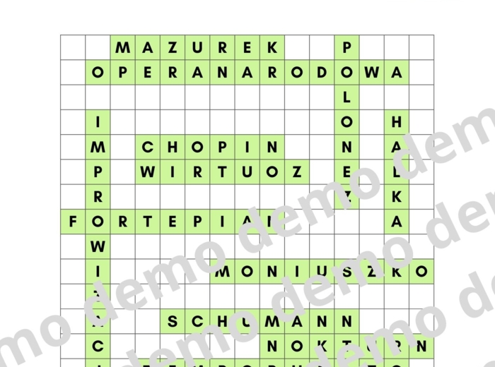 Muzyka, klasa 4-5. Muzyka romantyzmu. Karta pracy: wykreślanka.