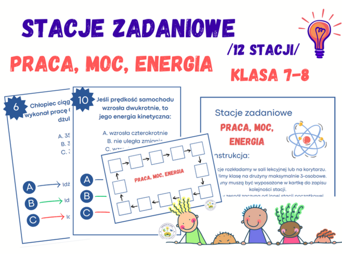 Stacje zadaniowe – Praca, moc, energia, klasa 7-8
