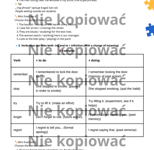 🧾Karta pracy Mastering -ING Forms – Complete Lesson (B1)