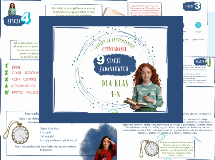 Stacje zadaniowe- czytanie ze zrozumieniem i tworzenie ciągu dalszego opowiadania.