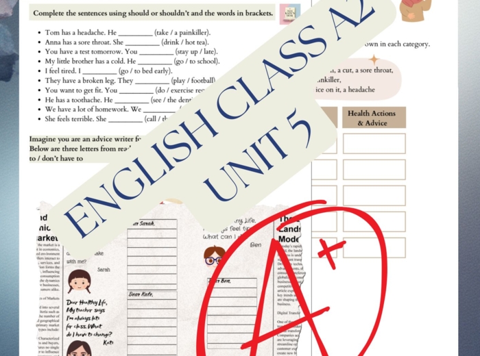 English Class A2 Unit 5 Health Matters - Extra Pack Vocabulary, Grammar & Speaking Practice