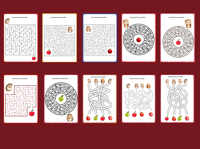 DZIEŃ JEŻA – jesień - biblioteka – świetlica - przedszkole - labirynty – labirynt – 10 wersji