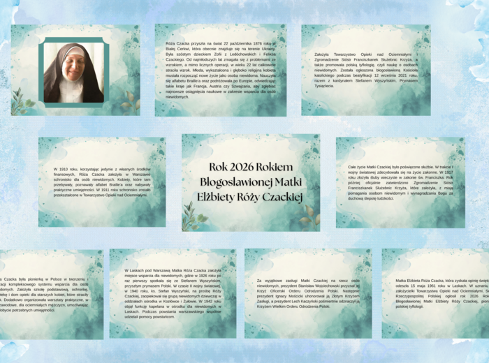 Rok 2026 rokiem Błogosławionej Matki Elżbiety Róży Czackiej - gazetka ścienna