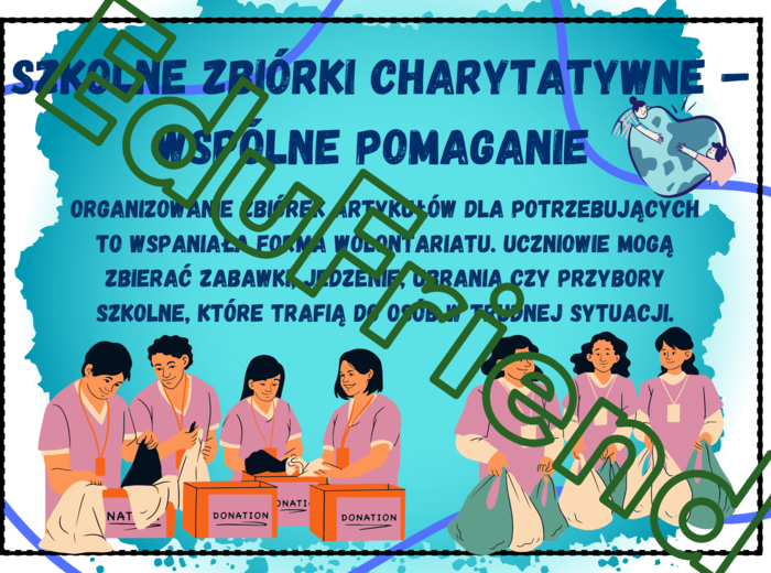 Gazetka szkolna- Dzień Wolontariusza 05.12 – 13 Kolorowych kart A4