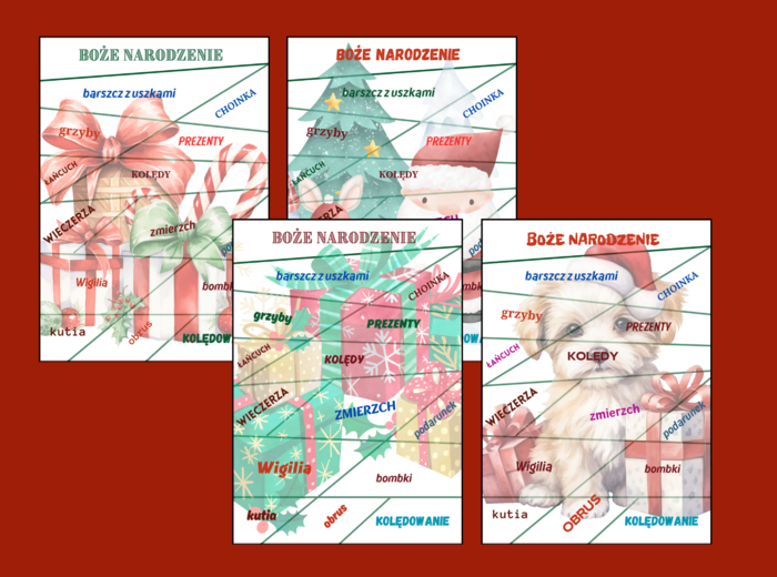 BOŻE NARODZENIE – ortografia – puzzle – 4 wersje