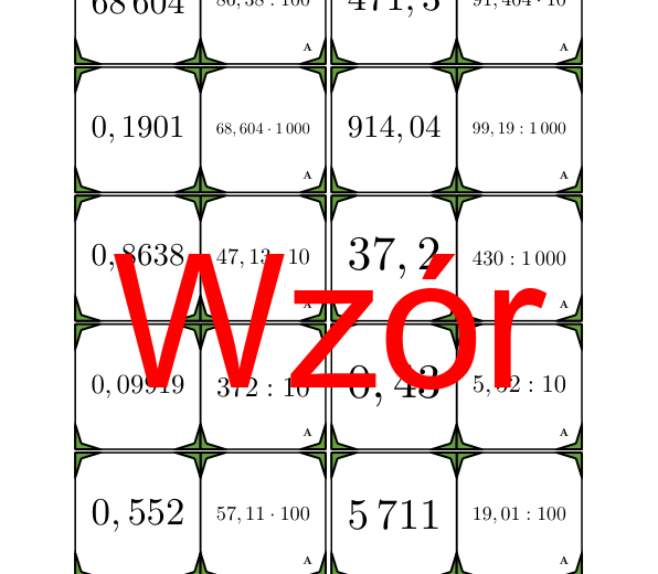 Domino - Mnożenie i dzielenie przez 10, 100 i 1000 | matematyka